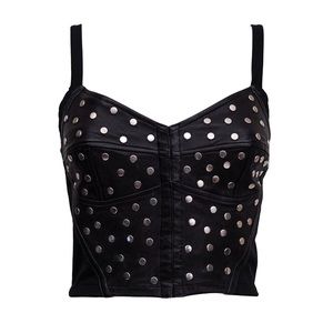 Dolce and Gabbana Black Leather Studded Bustier from 1991